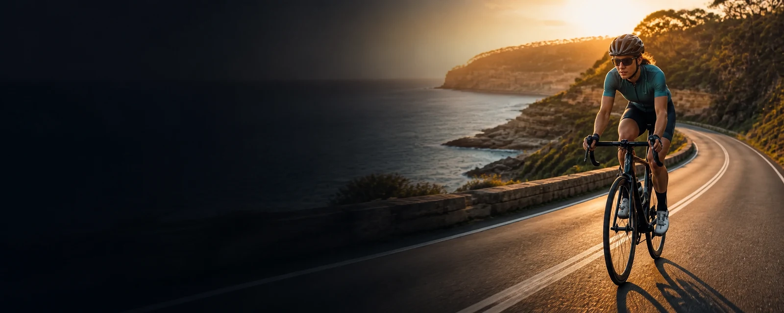 Australian cyclist on a coastal road